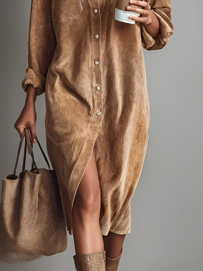 Mara | Robe midi ample en velours côtelé